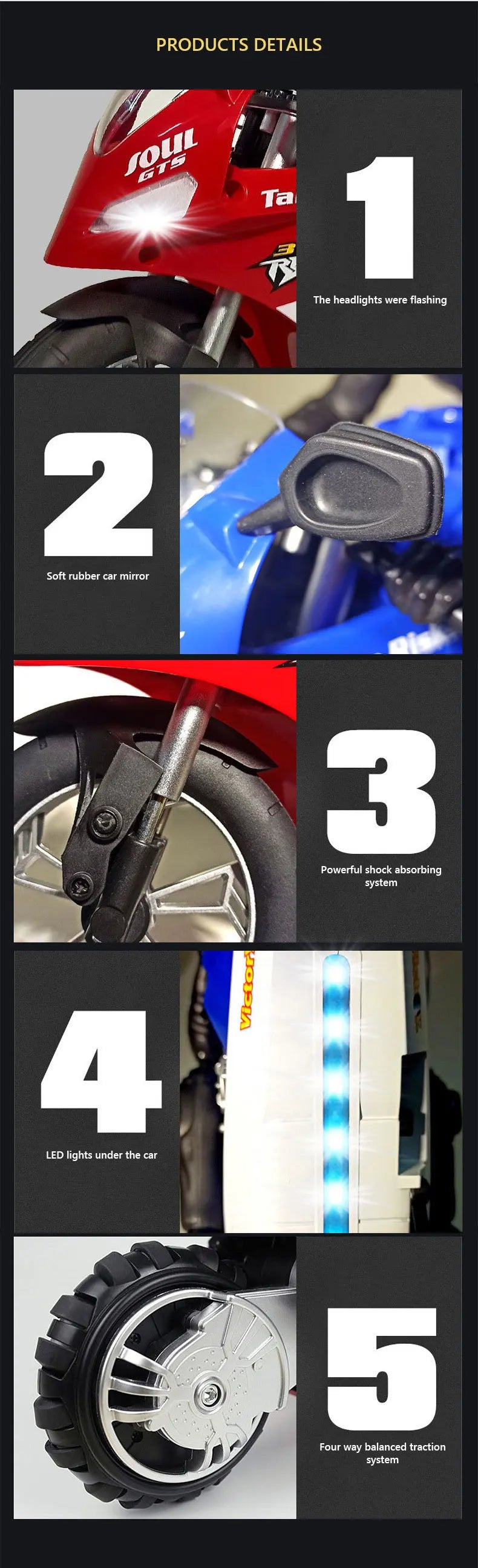 FlashDrift RC Bike 1:6 (large) - 1:10 (small) Electric Motorcycles by Synergy Store.